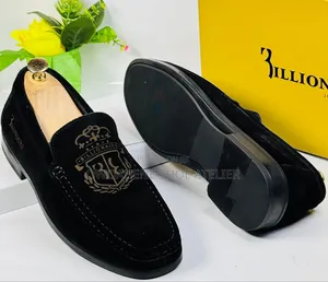 Black Billionaire Crest Suede Loafers