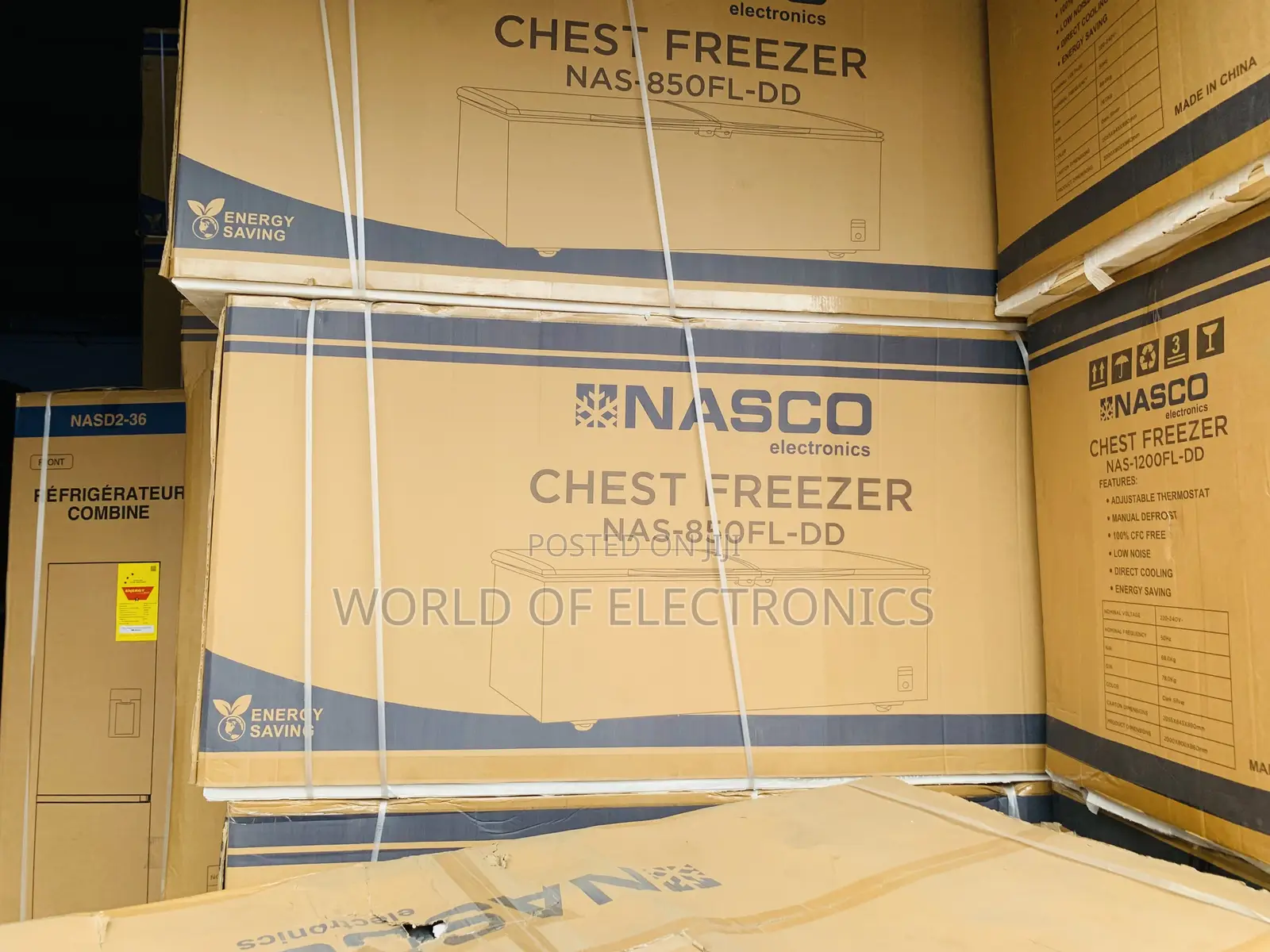 Brand New Nasco NAS-850FL-DD 600-L Double Door Chest Freezer - Silver