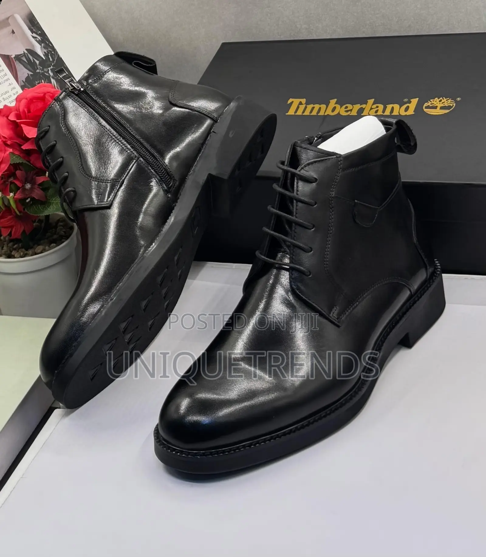 High Quality Timberland Leather Ankle Boots (Black)