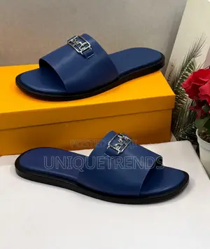 Executive HERMES Leather Slippers (Blue)