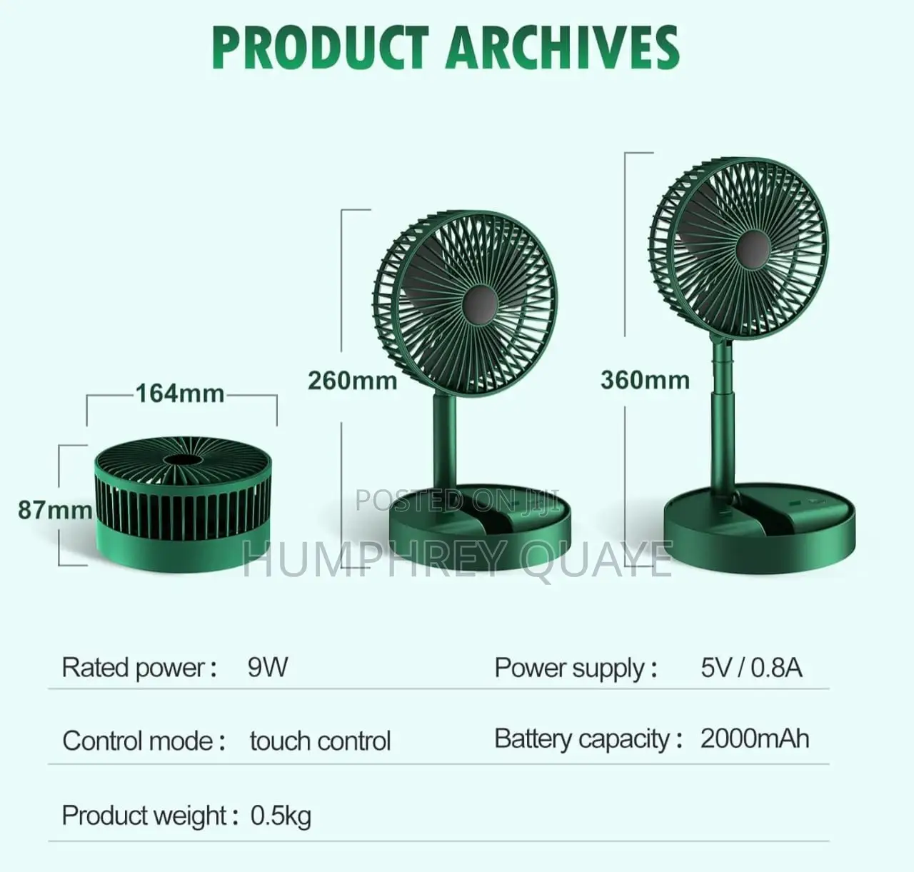 Powerful Rechargeable Desk Fan