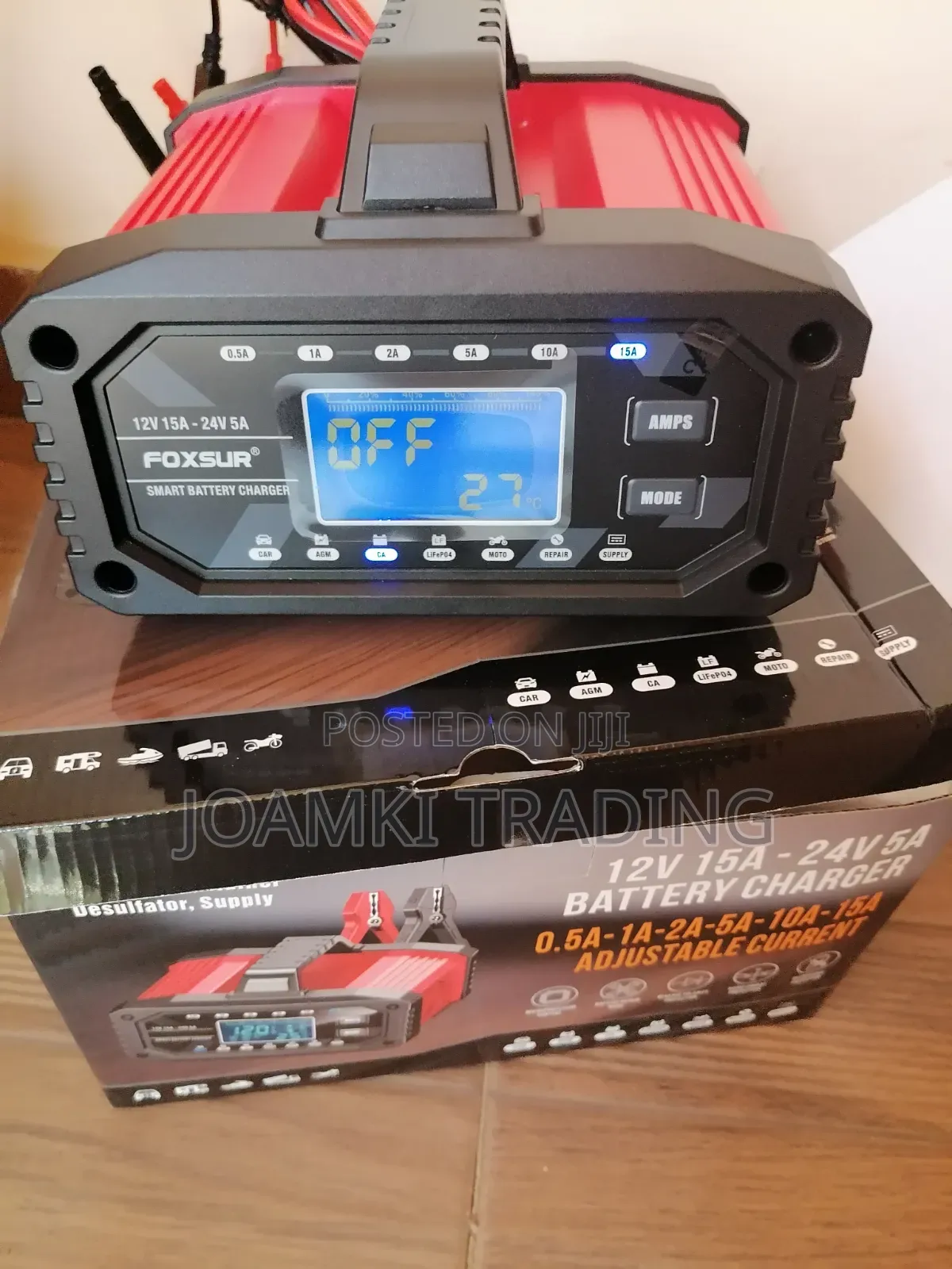 Foxsur 12v15a-24v5a Smart Car Battery Charger, Smart Charger