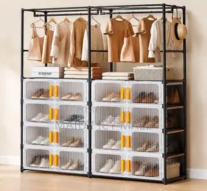 Shoe Rack With Clothes Hanger