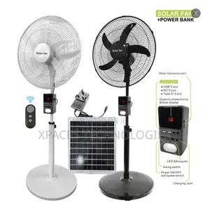 Solar Fan Powerbank, Remote Control+1 Bulb Multi Rechargeable AC/DC