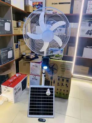 Solar Fan Powerbank, Remote Control+1 Bulb Multi Rechargeable AC/DC
