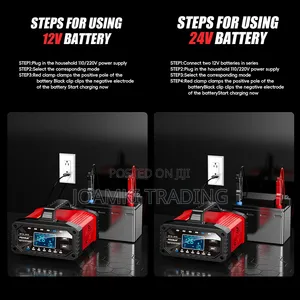 Foxsur 12v15a-24v5a Smart Car Battery Charger, Smart Charger