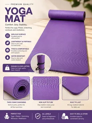 Exercise / Yoga Mat With Carry Strap (Purple)