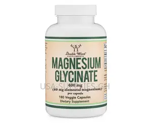 Double Wood Magnesium Glycinate 400mg | 180 Capsules From Usa