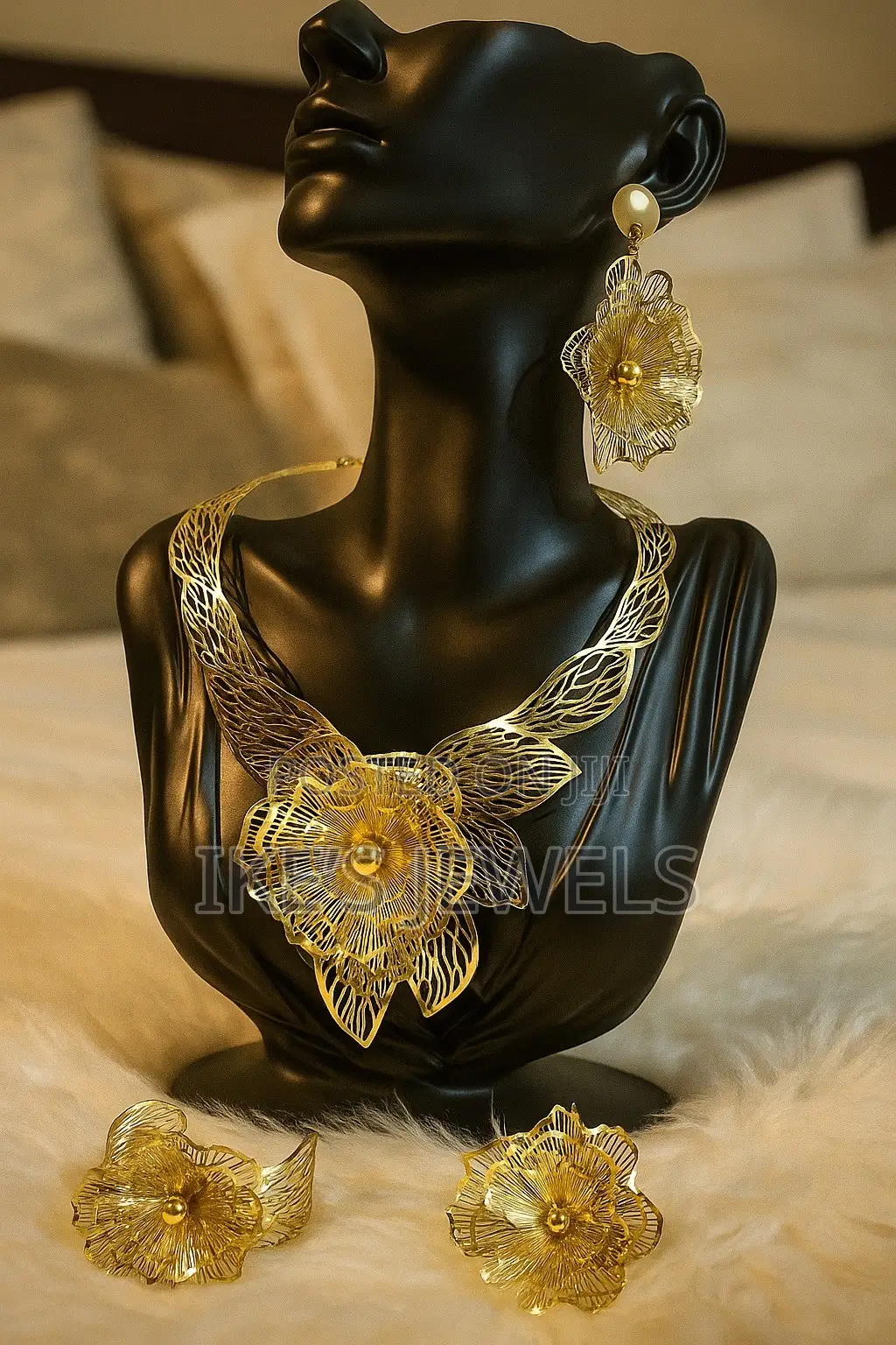 Mother of the Bride Gold Flower Jewellery Set