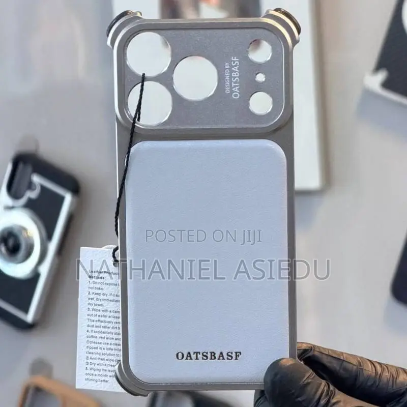 Oatsbasf Metal Skeleton PU Leather MagSafe Case