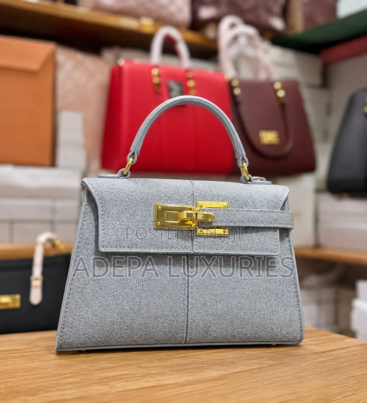 Elegant Grey Ladies Handbag | Premium Top-Handle Bag