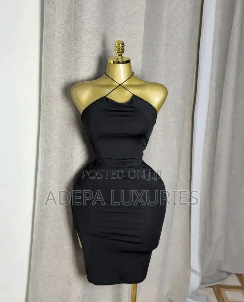 Black Crowl Halter Bodycon Dress