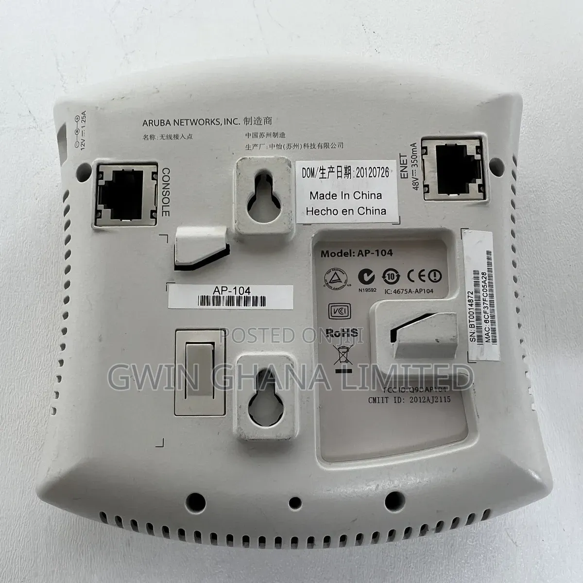 Aruba Ap-104 Wireless Access Point W/ Four Antennas