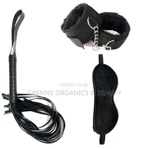 3pc BDSM Bondage Set Handcuffs Whip Blindfold Couples Sex Toy