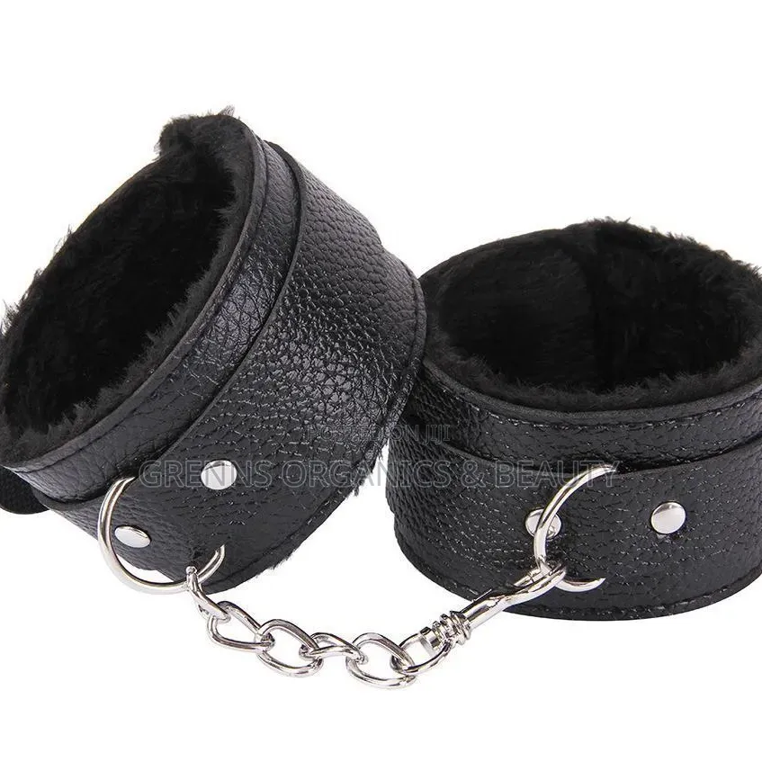 Fluffy Leather BDSM Handcuffs Bondage Restraints Black, Pink, Purple