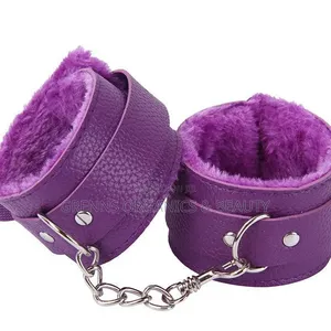 Fluffy Leather BDSM Handcuffs Bondage Restraints Black, Pink, Purple