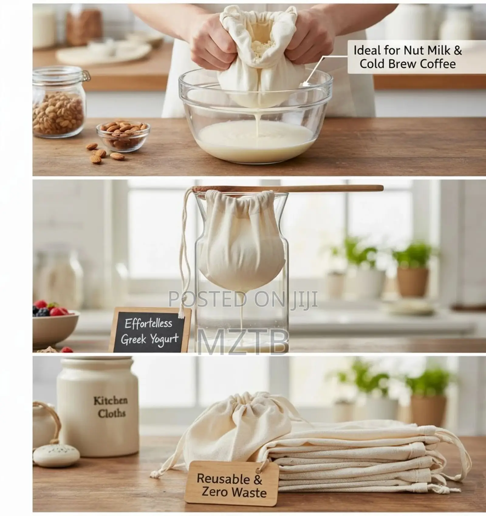 Reusable Cotton Cheese Nut Milk Strainer Bag - 30x20cm