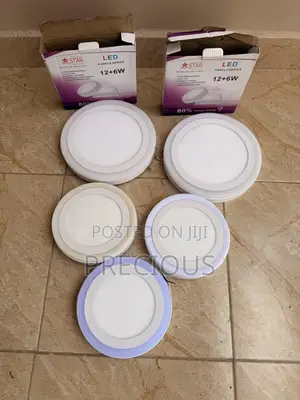 4 Round LED Panel Ceiling Lights + 1 FREE Extra – White/Blue
