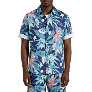 Men's 2-Piece Tropical Floral Hawaiian Shirt Shorts Set