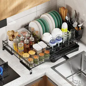 2-Tier Dish Drying Rack With Drain Tray Utensil Holder