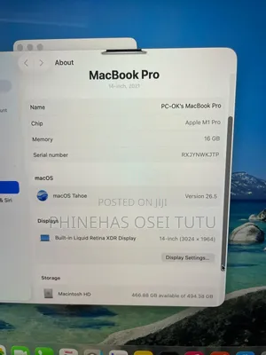 Laptop Apple MacBook Pro 2021 M1 16GB Apple M1 Pro SSD 512GB