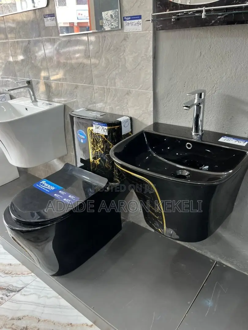 Frencia WC With Basin. Luxury White and Gold, Black and Gold Morden