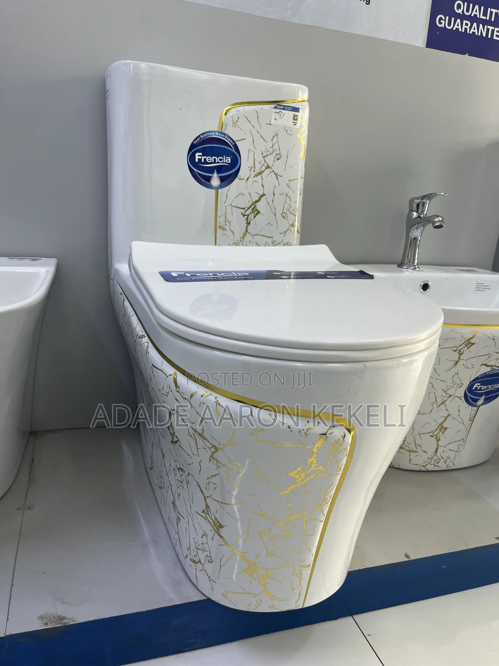 Frencia WC With Basin. Luxury White and Gold, Black and Gold Morden