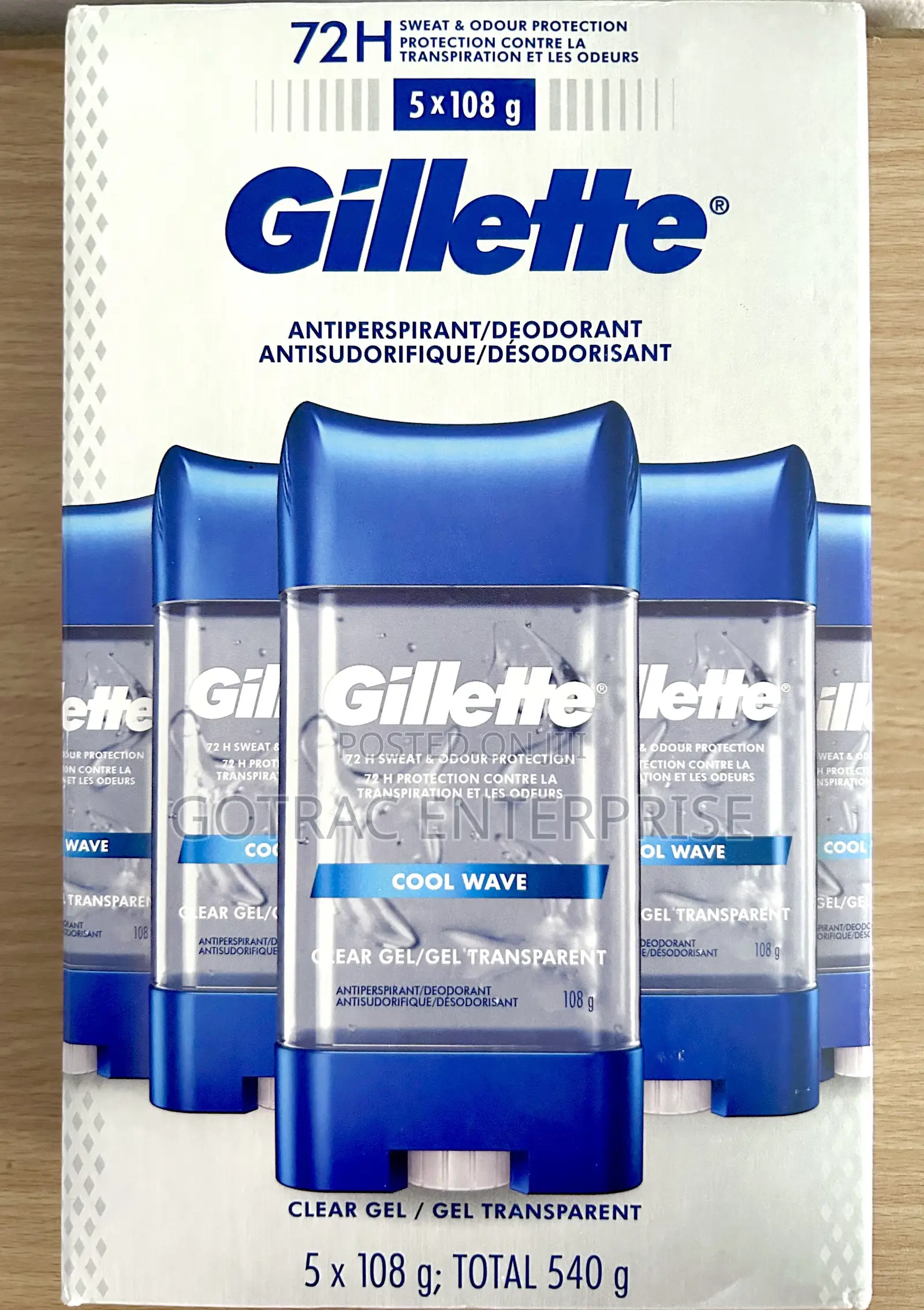 Gillette Deodorant 5-Pack, Clear Gel, Cool Wave