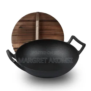 Kitchen Cooking Wok With Wooding Cover