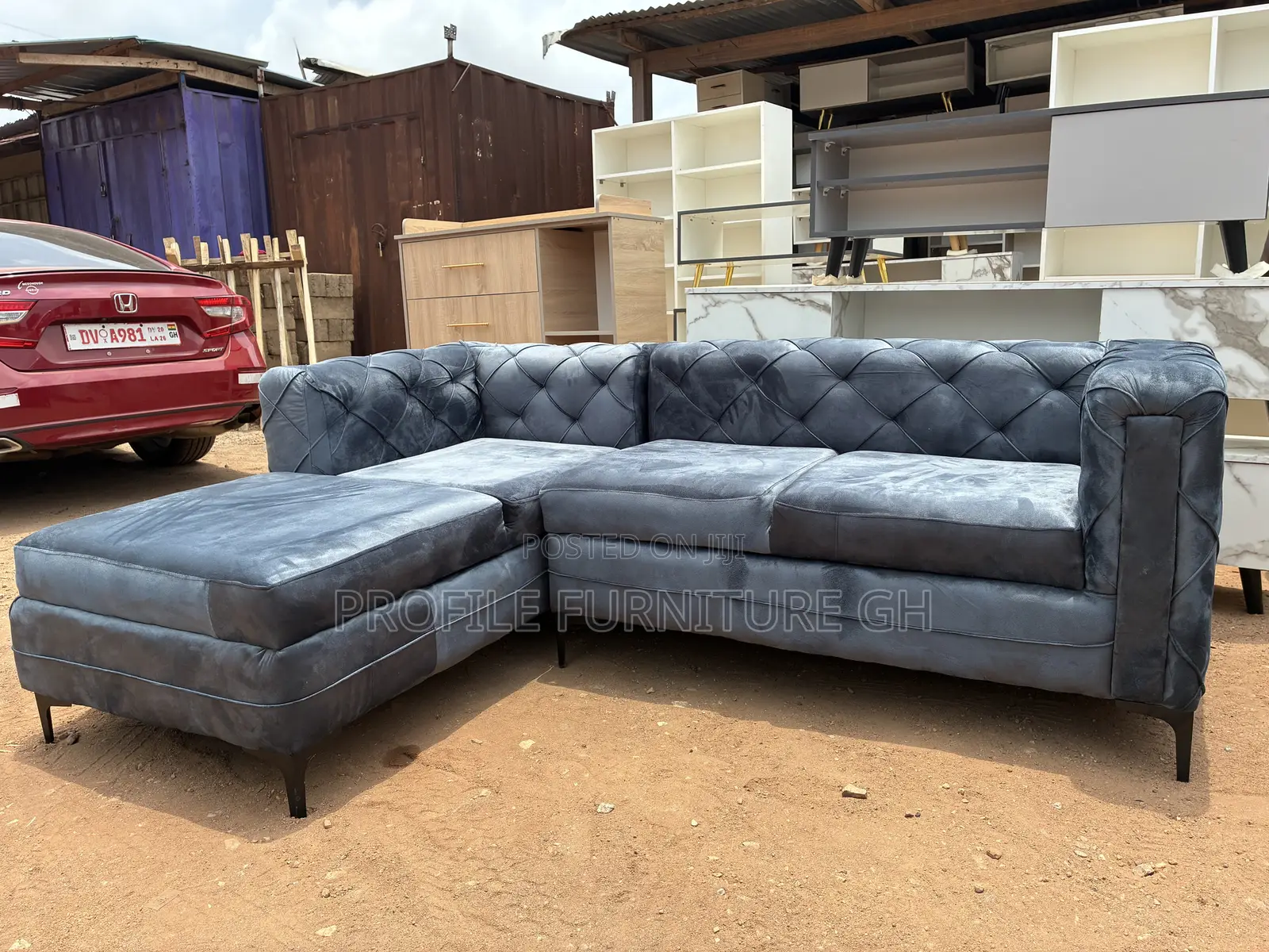 Dark Gray L Shape Sofa // Fast and Reliable in Delivery