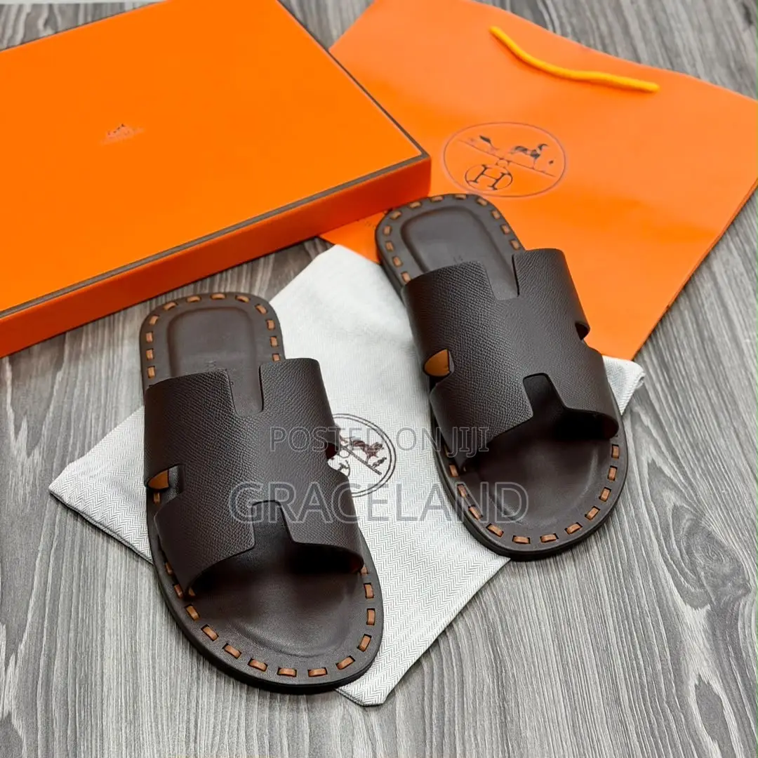 This Is Original Hermes for Men Outfit Real Pure Leather Slippers