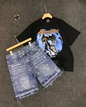 All Selective Designs for Men 2in1 Set Jeans Shorts-Top Available