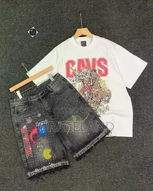 All Selective Designs for Men 2in1 Set Jeans Shorts-Top Available