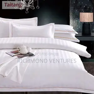 Luxury White Striped Hotel Bedsheets (2 Bedsheets 4 Pillow Case