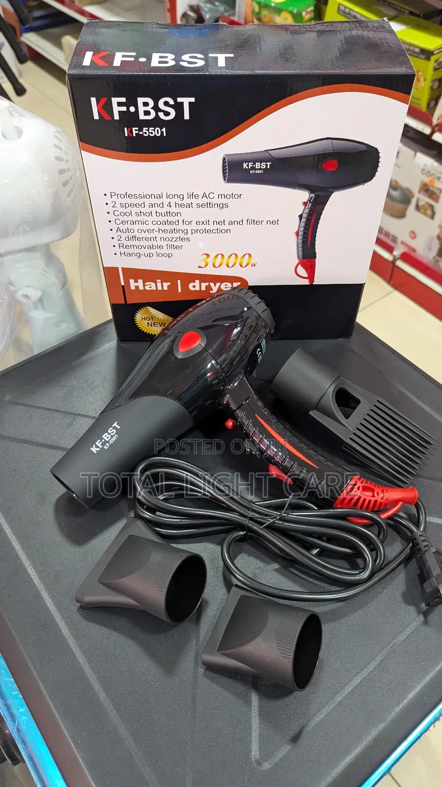 Hair Dryer 3000W With Comb and Nozzles
