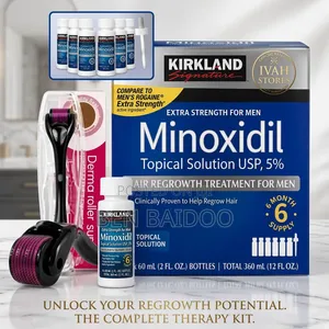 Kirkland Minoxidil Pack (6 Bottles) Derma Roller (Rapid Hair Growth)