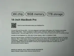 New Laptop Apple MacBook Pro 2024 M4 16GB Apple M4 SSD 1T