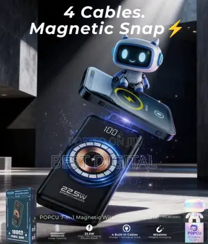 Magnetic Wireless Charging Power Bank -22.5w-20000mAh-7 in 1-Popcu