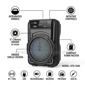 GTS-1346 Portable Wireless Bluetooth Speaker–TWS,FM Radio,USB SD Card
