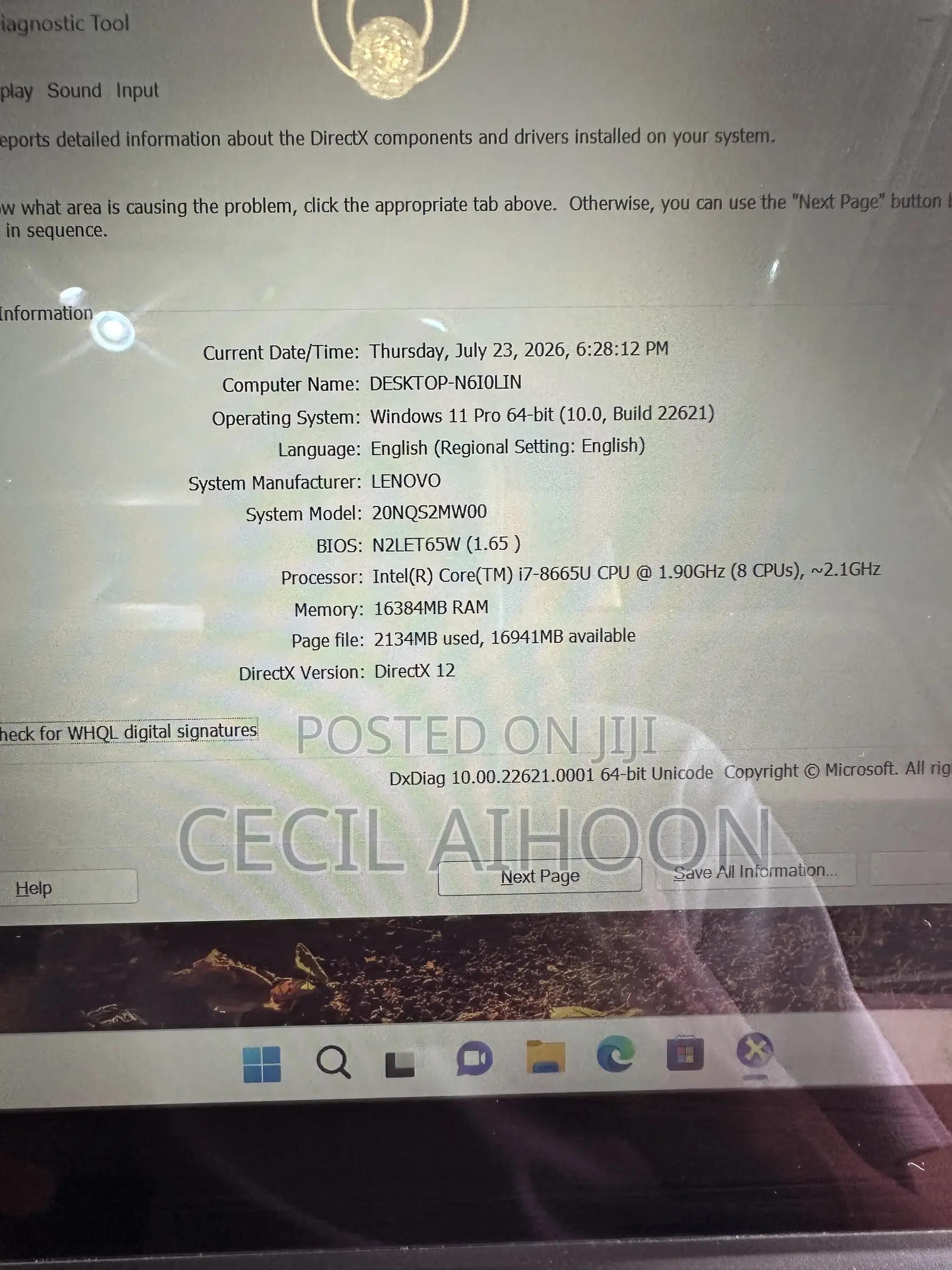 Laptop Lenovo ThinkPad X390 16GB Intel Core i7 SSD 256GB