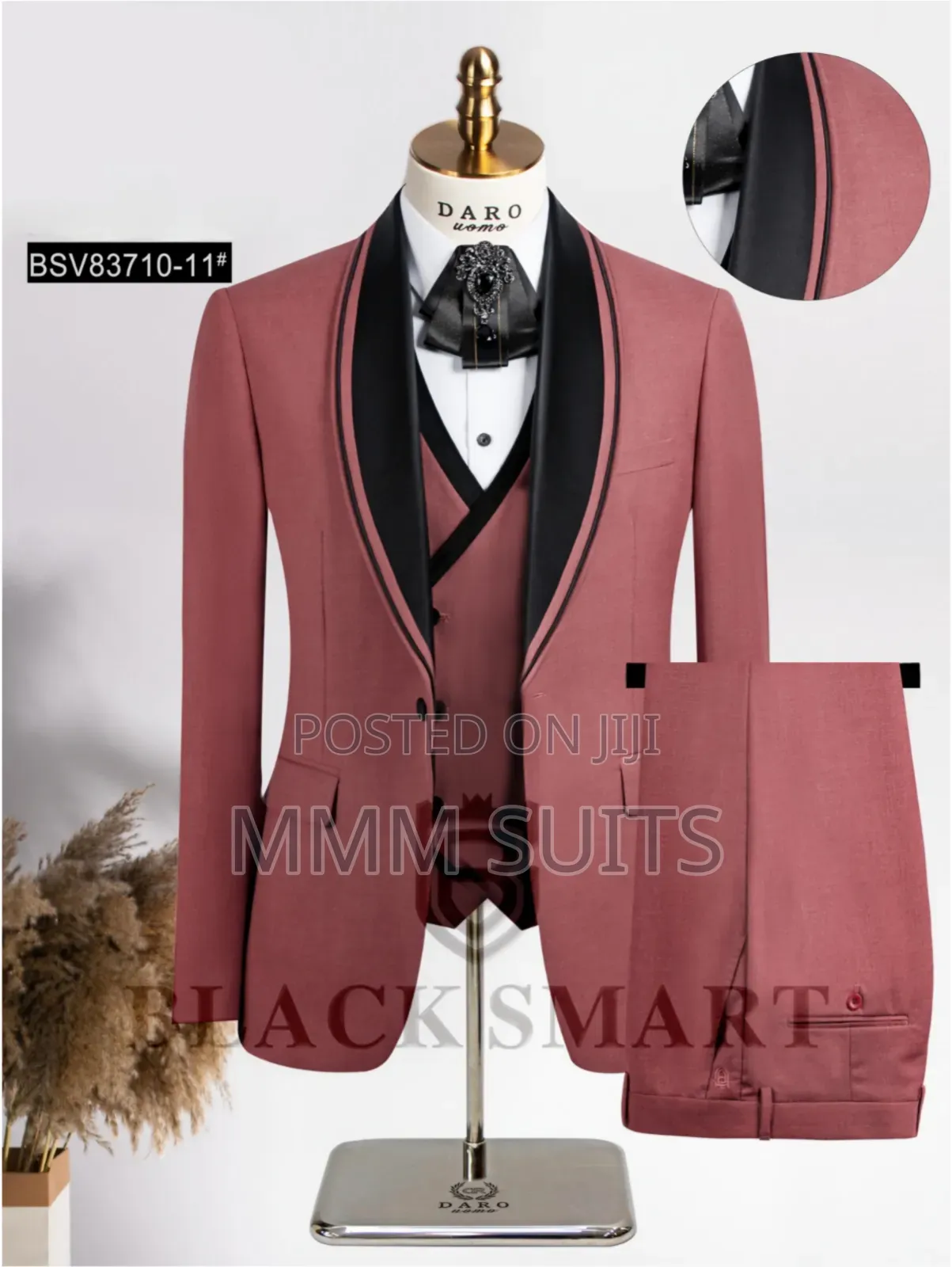 Classic Turkish Men's Tuxedo Suit Peach Suit Black Lapel