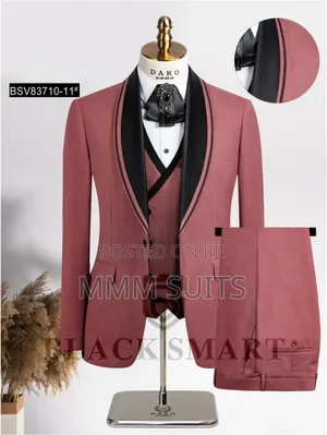 Classic Turkish Men's Tuxedo Suit Peach Suit Black Lapel