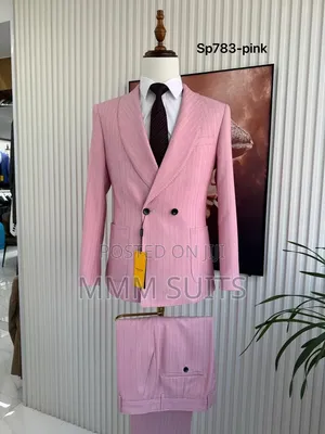 Timeless 2-Piece Double-Breasted Men's Suit in Baby Pink