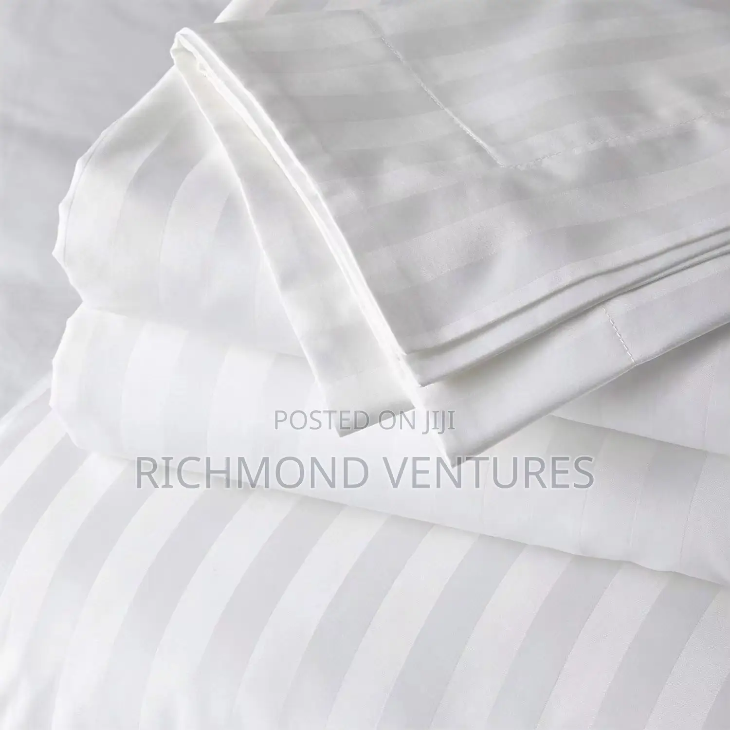 Quality White Stripes Bedsheets (2 Bedsheets 4 Pillowcases)