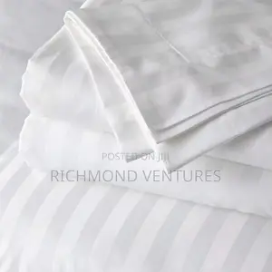 Quality White Stripes Bedsheets (2 Bedsheets 4 Pillowcases)