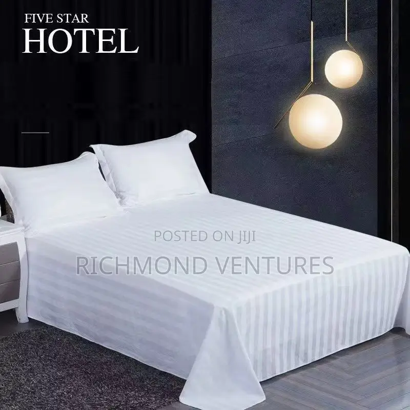 Quality White Stripes Bedsheets (2 Bedsheets 4 Pillowcases)