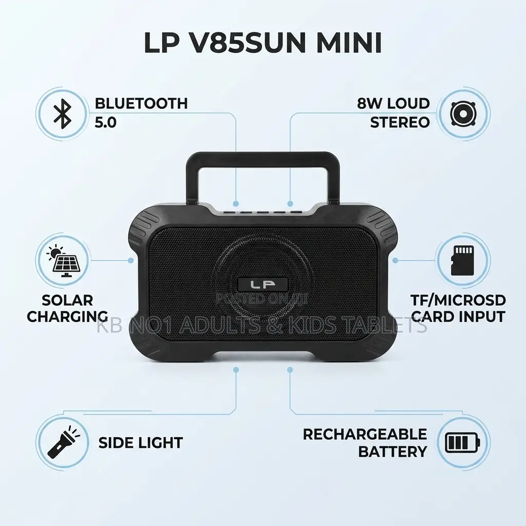 Portable Bluetooth Speaker Solar Power Flashlight,Radio, USB MicroSD