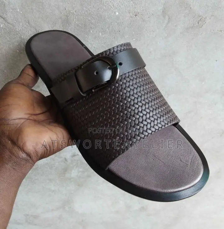 Arvento Buckle Handmade Slippers - Coffee Brown