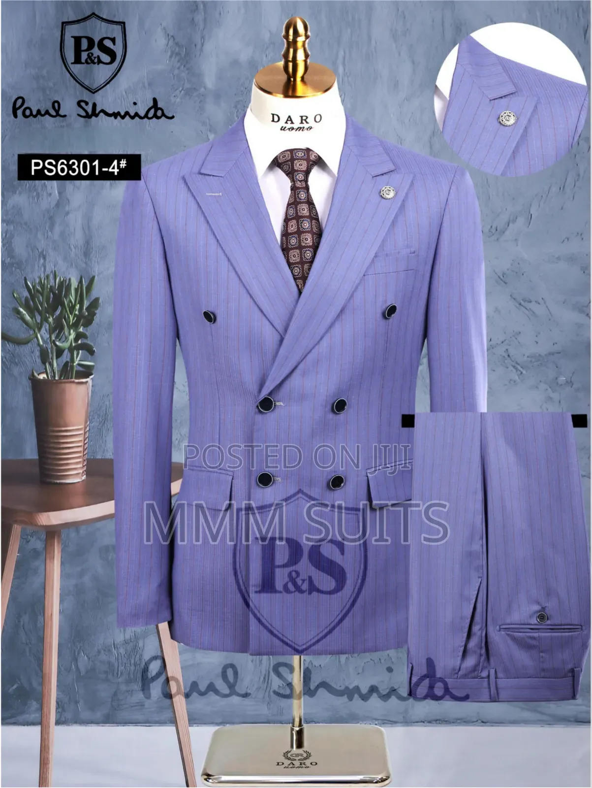 Classic and Elegant 2-Piece Double-Breasted Men's Suit With Tiny Strip