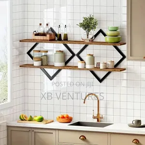 2pcs Double-Layer Geometric Diamond Wall Floating Shelf
